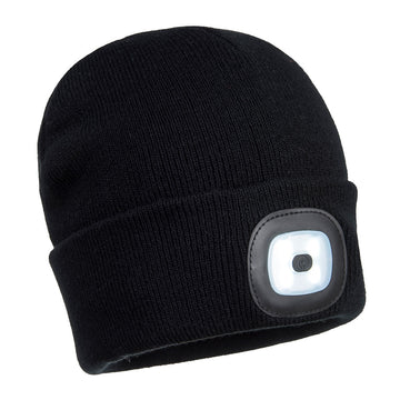 Beanie mit wiederaufladbaren LED - Leuchten vorn und hinten - arbeitskleidung-gmbh