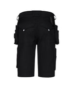 DASSY Kuma Flex Stretch-Arbeitsshorts mit Holstertaschen – Schwarz – Rückansicht
