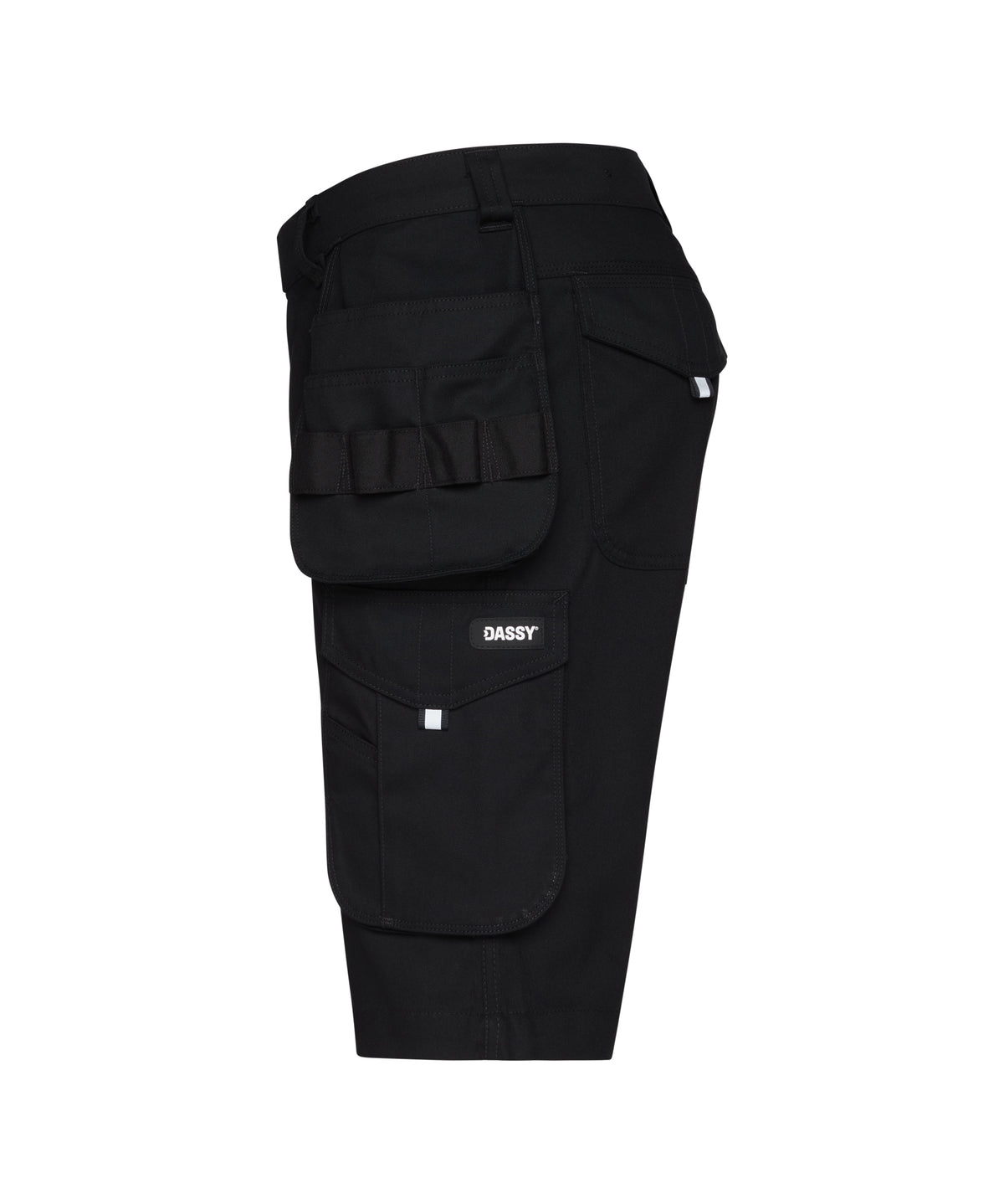 DASSY Kuma Arbeitsshorts mit Holstertaschen – Schwarz – Seitenansicht