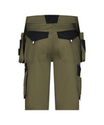 DASSY Kuma Arbeitsshorts mit Holstertaschen – Khakigrün/Schwarz – Rückansicht