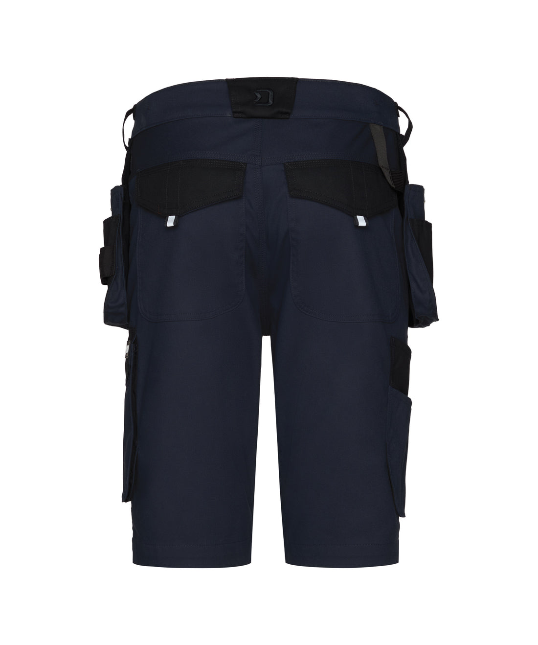 DASSY Kuma Flex Stretch-Arbeitsshorts mit Holstertaschen – Khakigrün/Schwarz – Vorderansicht