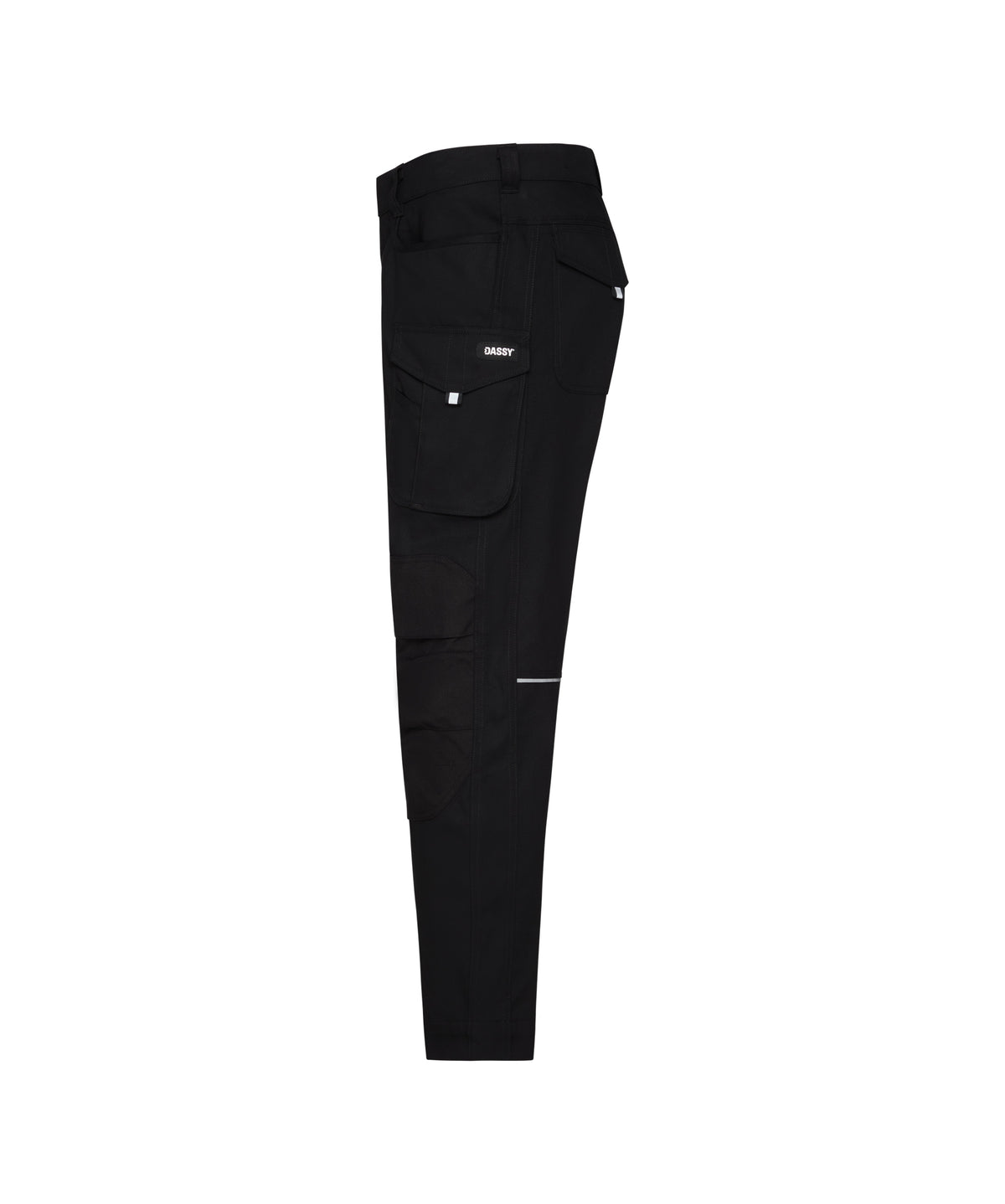 DASSY Ponti Flex Women Stretch-Arbeitshose mit Kniepolstertaschen – Schwarz – Seitenansicht