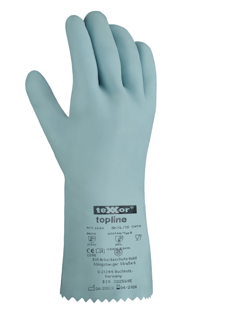 teXXor® topline Chemikalienschutz-Handschuhe NATURLATEX-arbeitskleidung-gmbh