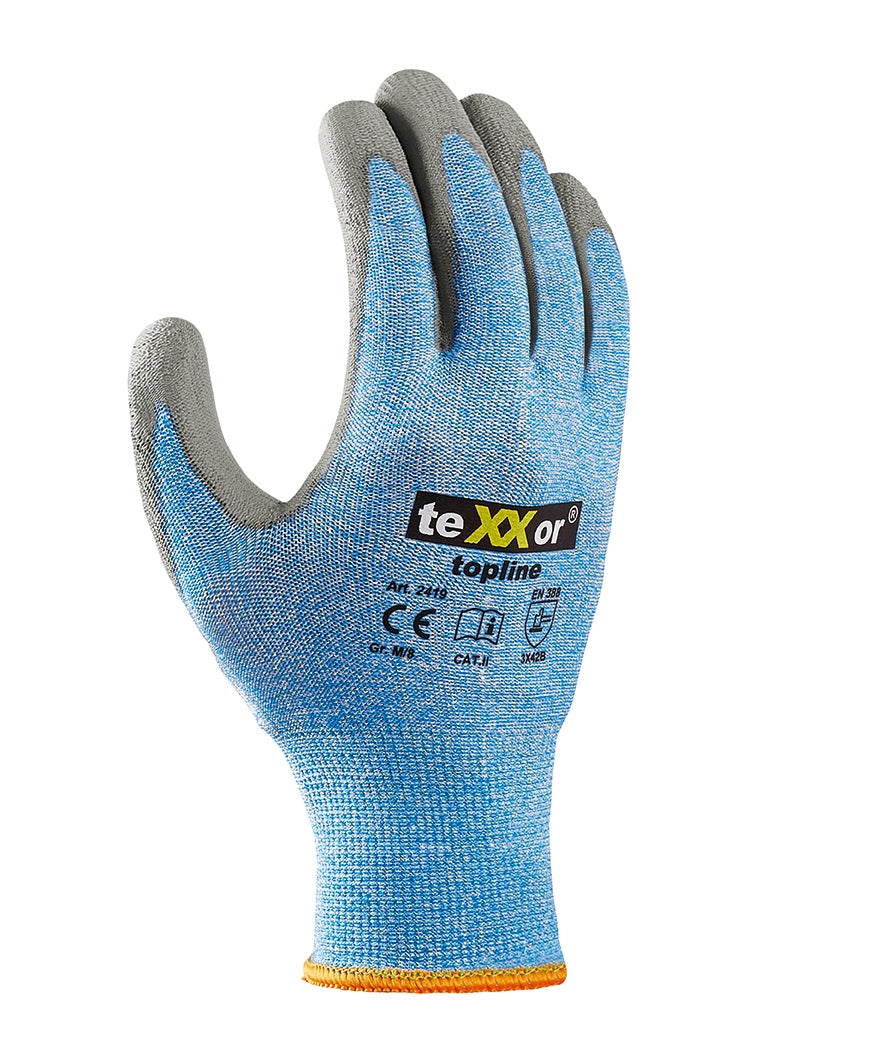 teXXor® Schnittschutz-Strickhandschuhe PU-BESCHICHTUNG-arbeitskleidung-gmbh