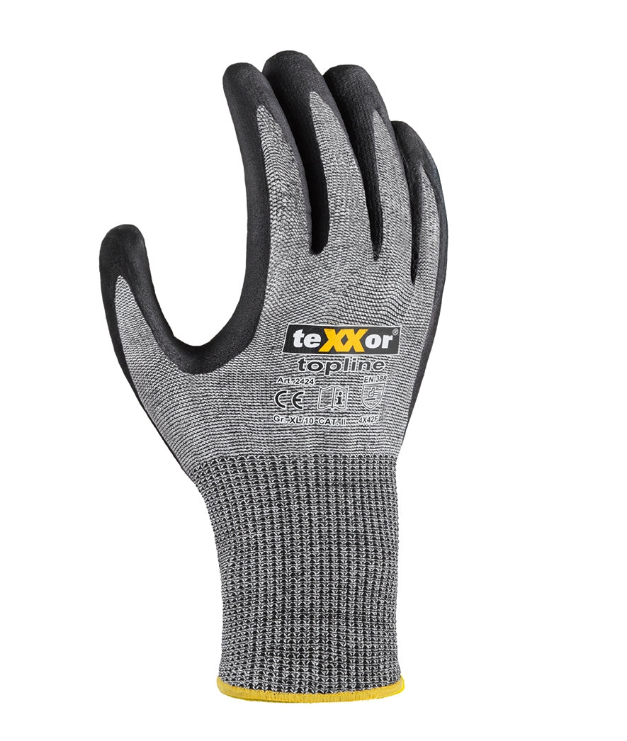 teXXor® Schnittschutz-Strickhandschuhe BESANDETE NITRILBESCHICHTUNG