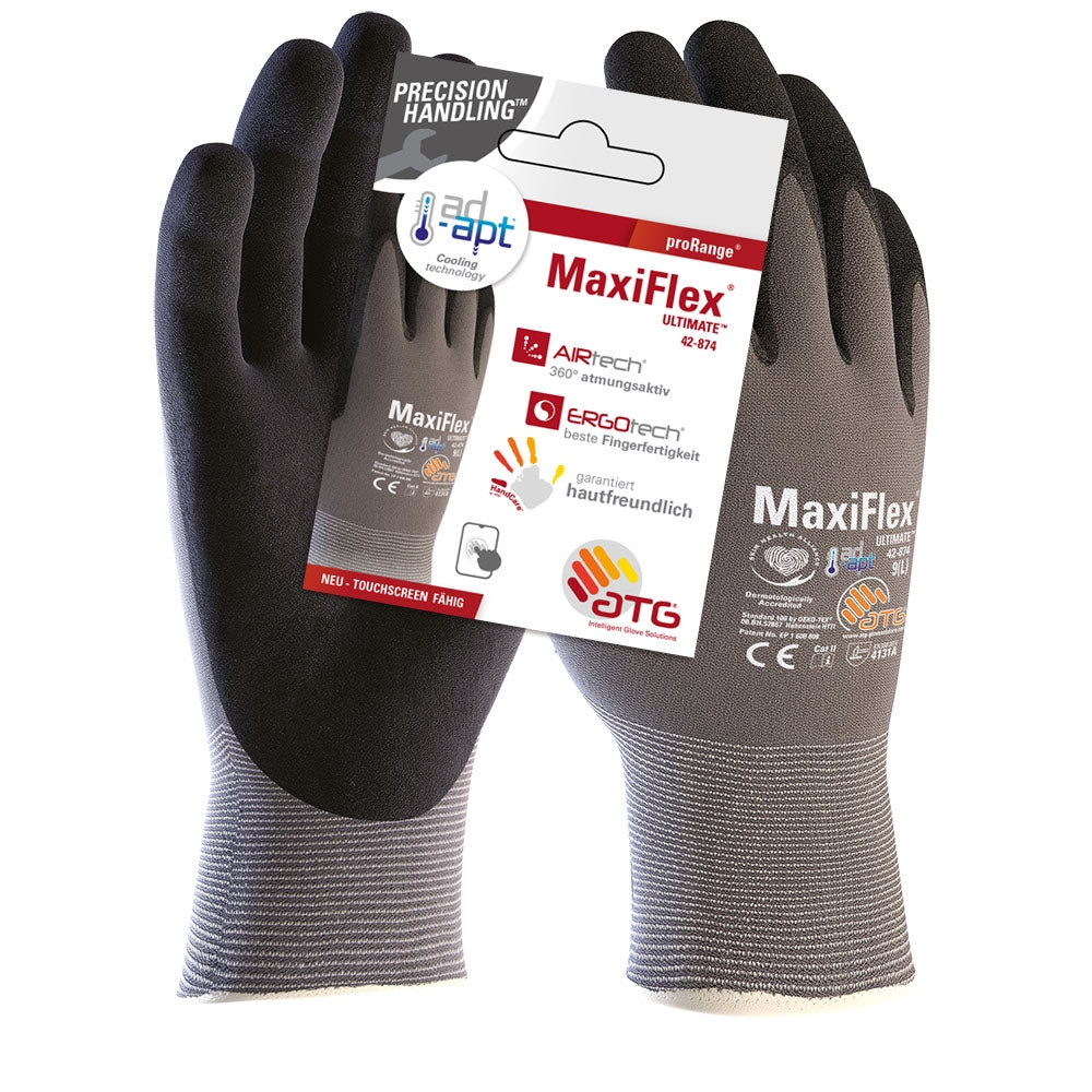 MaxiFlex® Ultimate™ AD-APT® Nylon-Strickhandschuhe (42-874 HCT), SB-Verpackung-arbeitskleidung-gmbh