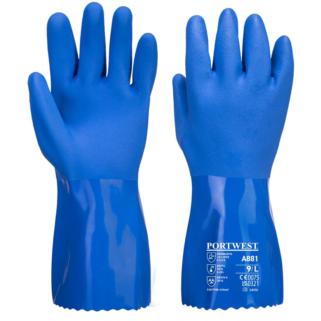 Blauer PVC Chemikalien Schutzhandschuh - arbeitskleidung-gmbh
